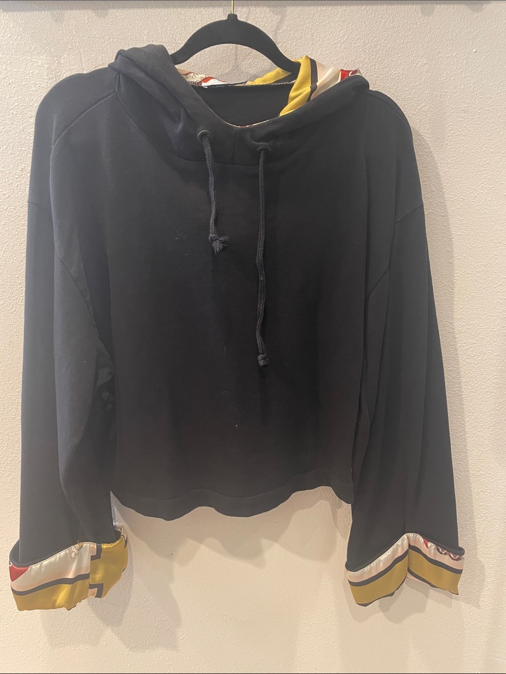 Zara Black Hoodie with Yellow and Red Trim